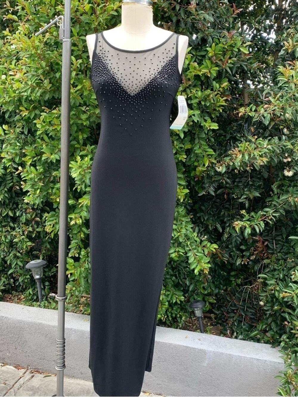 Vintage Deadstock ONYX Nite Evening Dress Black Long Womens 6P NWT 90s